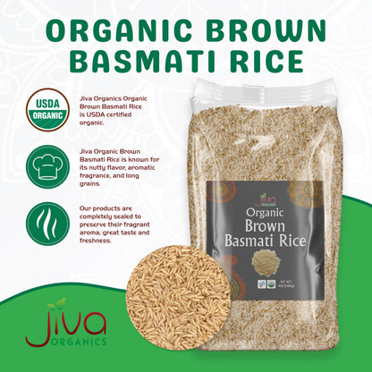 Jiva Organic Brown Basmati Rice 4 Pound Bag - Premium Quality from India