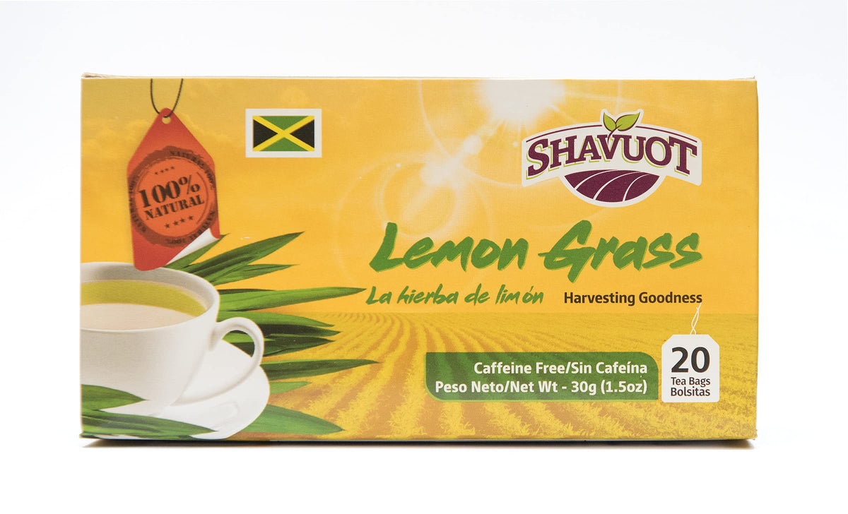 Shavuot Jamaican Lemon Grass Tea Pack of 3 / La Hierba de limon - Caffeine Free 100% Natural 20 Bags Each