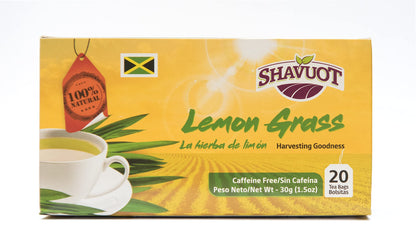 Shavuot Jamaican Lemon Grass Tea Pack of 3 / La Hierba de limon - Caffeine Free 100% Natural 20 Bags Each