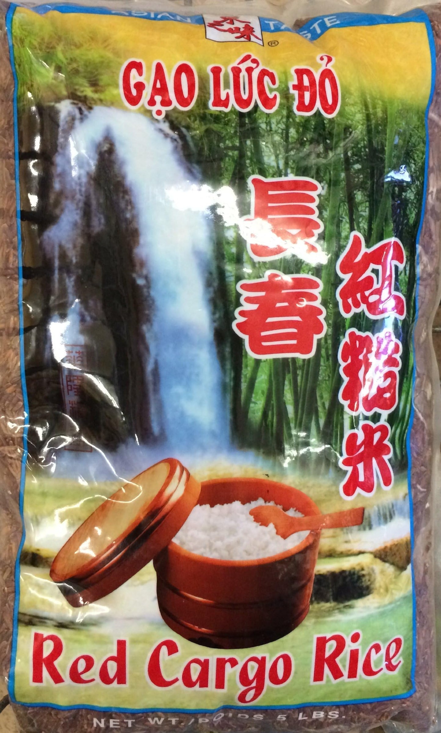 5 Pounds Asian Taste Red Cargo Rice, Product of Thailand (One Bag Per Order)