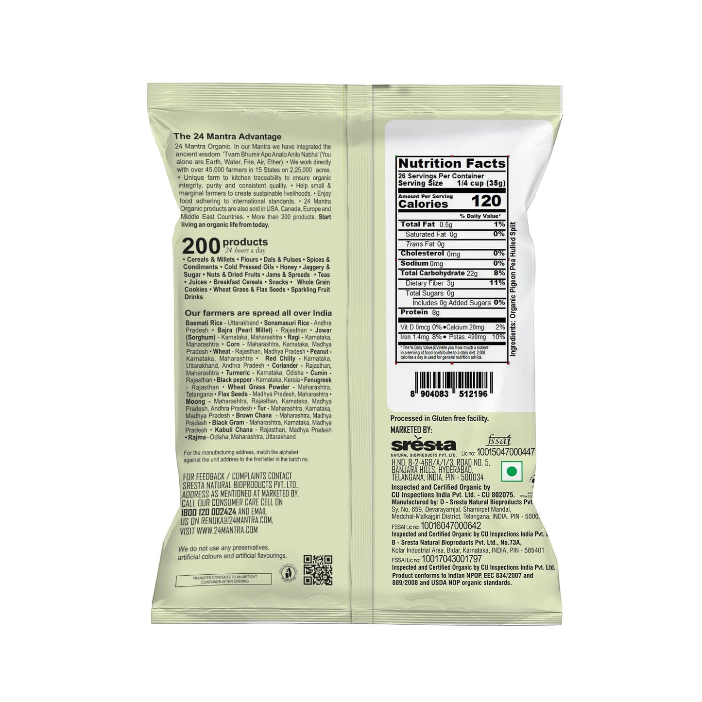 24 Mantra Organic Tur Dal 2 lbs