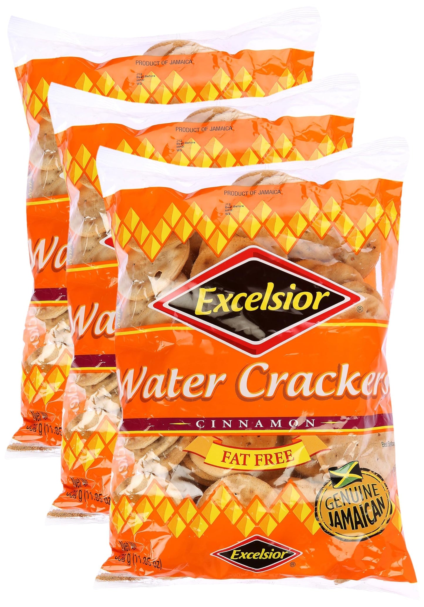 Jamaica's Favorite Water Crackers, Cinnamon, Fat Free,11.85 oz, Packaging may vary (Pack of 3)