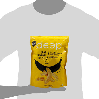 Deep Black Pepper Long Banana Chips - Ready to Eat Snacks - 100% Natural - 7 oz