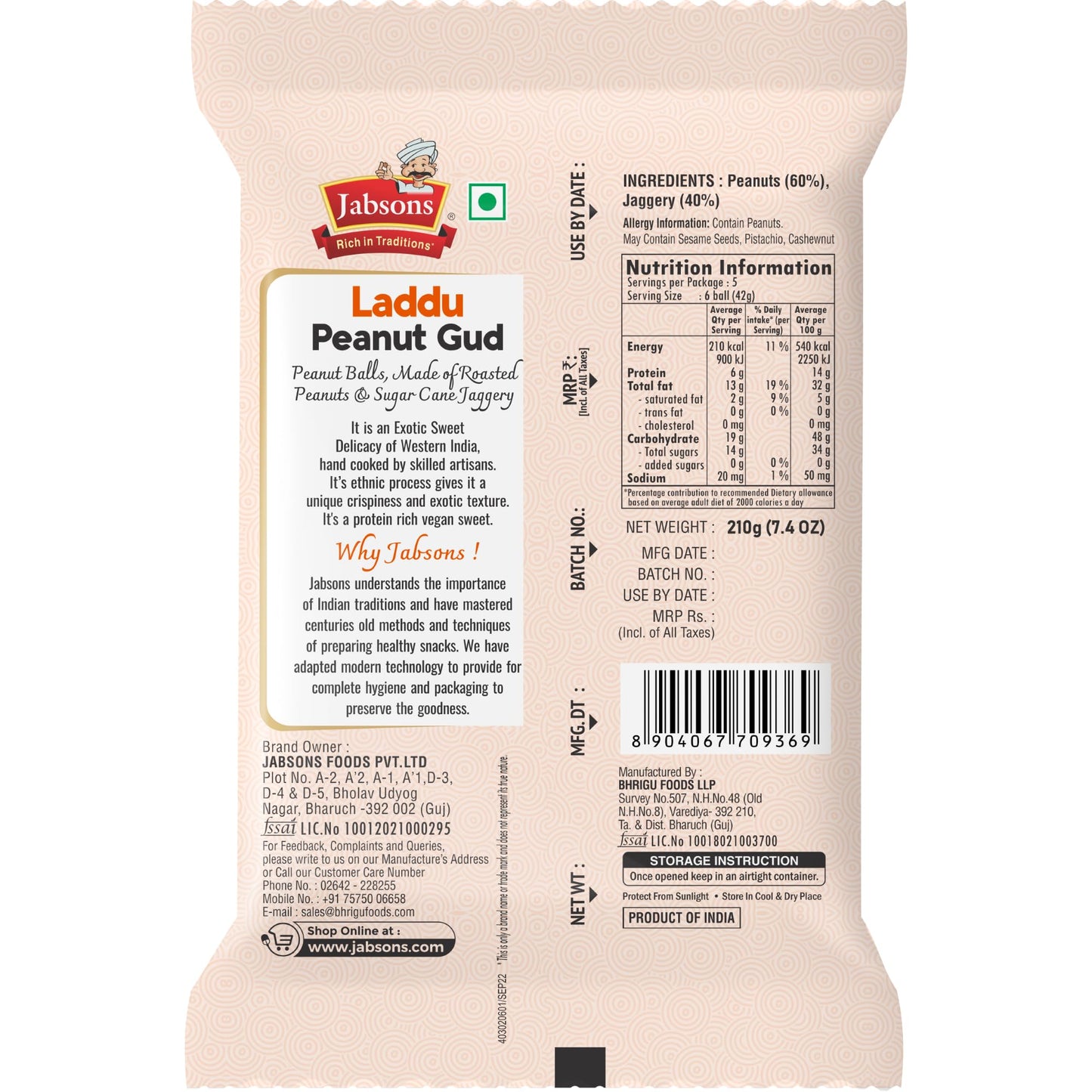 Jabsons - Laddu Peanut Gud (210g)