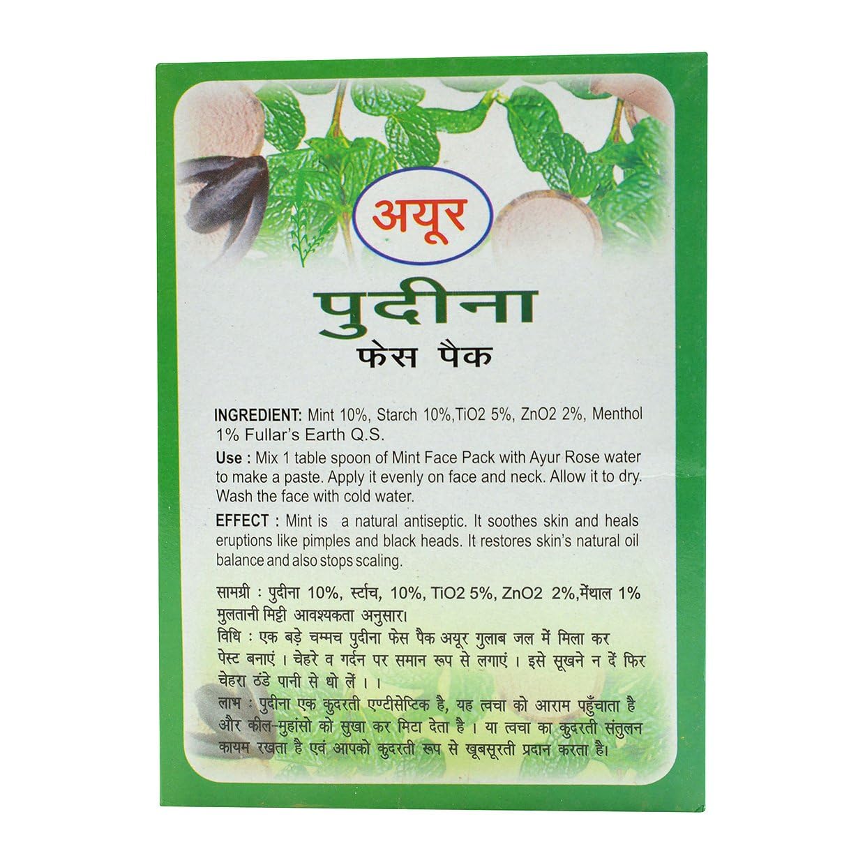 Ayur, Mint Face Pack, 100 Grams(gm)