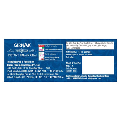 Girnar Instant Tea Premix Variety Pack, 36 Sachets