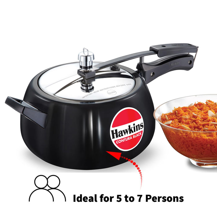 Hawkins CB50 Hard Anodised Pressure Cooker, 5-Liter,Black