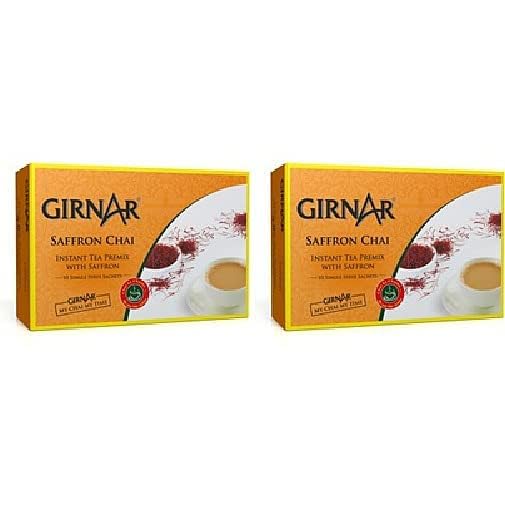 Pack Of 2 - Girnar Instant Saffron Chai Milk Tea Sweetened - 220 Gm (7.7 Oz) - Indian Tea