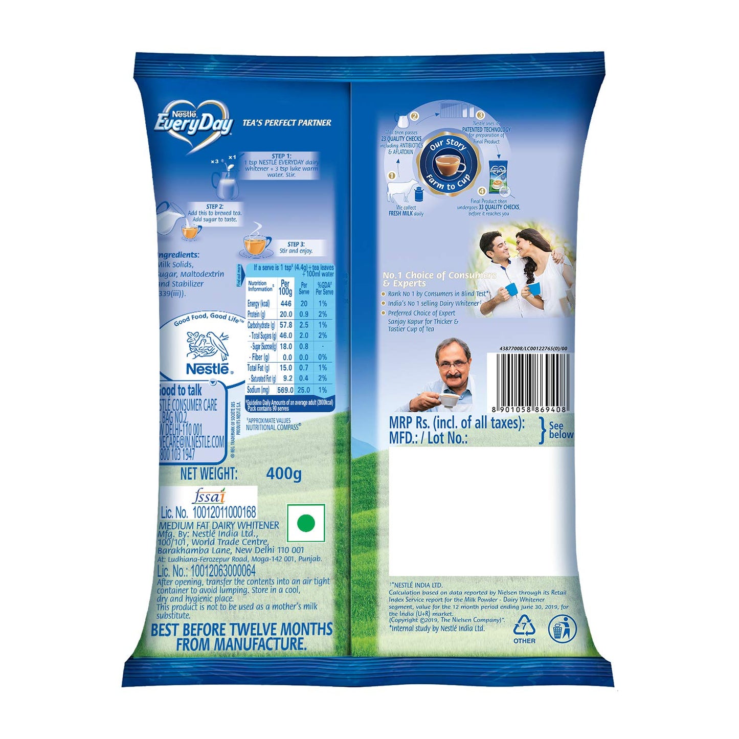 Nestle Everyday Dairy Whitener, 400g Pouch
