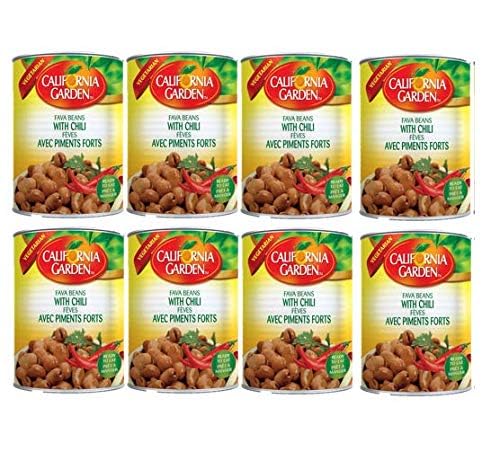 California Garden Premium Kosher Fava Beans with Chili 8 Cans 16oz/450g each