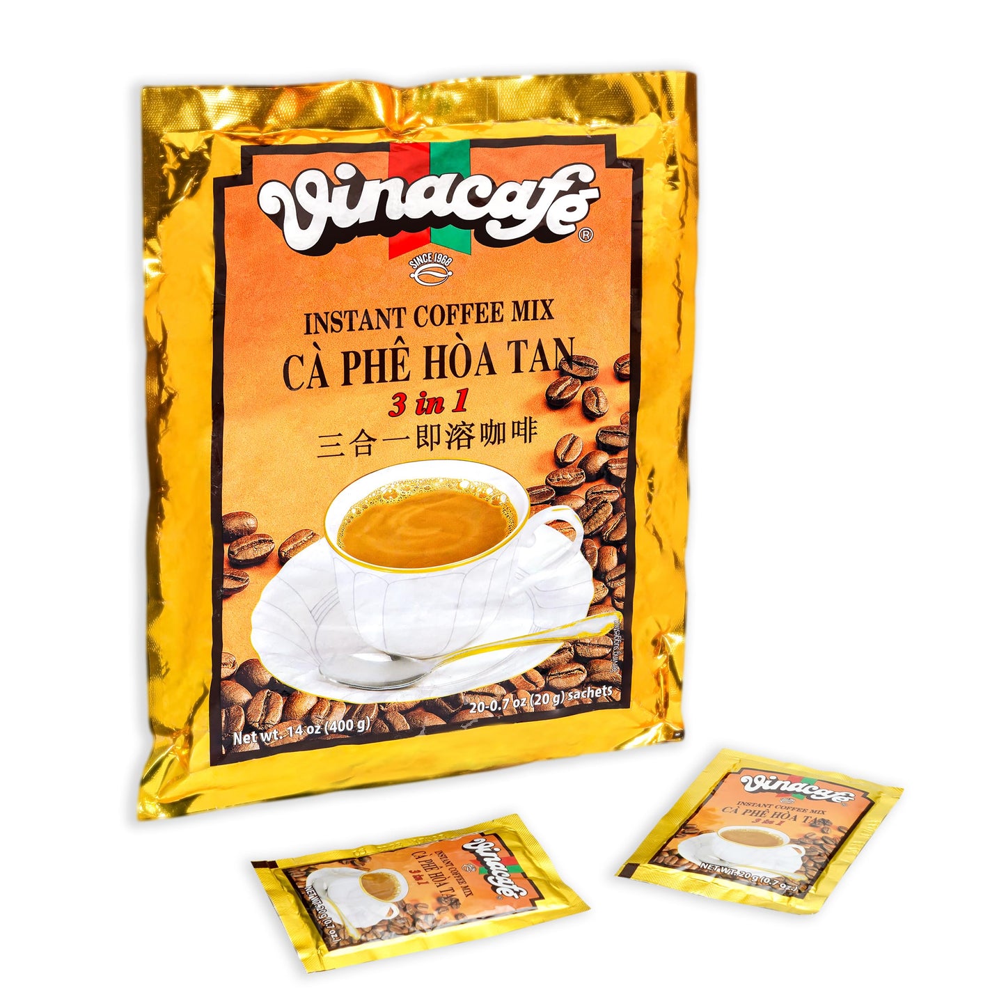 Vinacafe Instant Coffee Mix 3 in 1 (Pack of 1| 20 Sachets Per Bag)