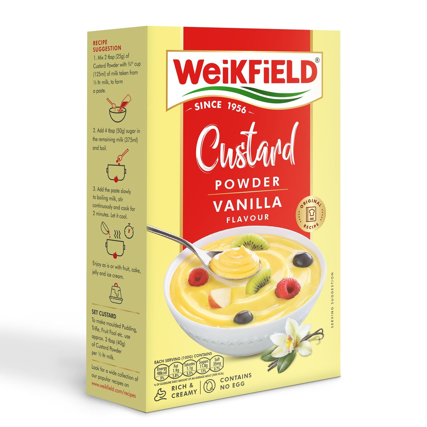 Weikfield Custard Powder, Vanilla Flavour, 500g Carton