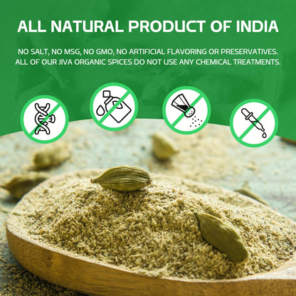 Jiva Organic Green Cardamom Pods Whole - Non-GMO, Premium Quality, Jumbo Size - 3.5 Ounce Bag