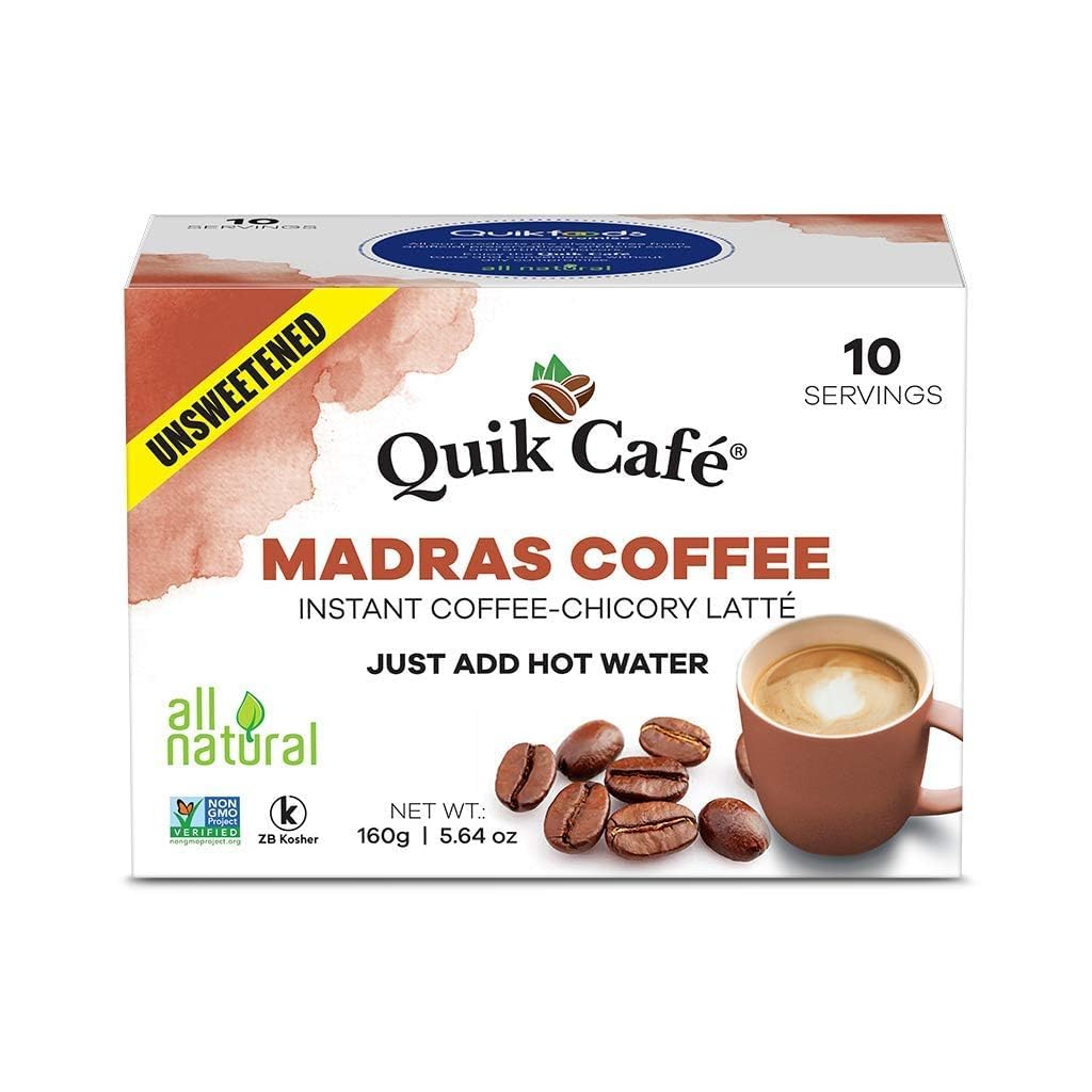 Quik Caf Unsweetened Madras Coffee - 10 Count - Indian Tea