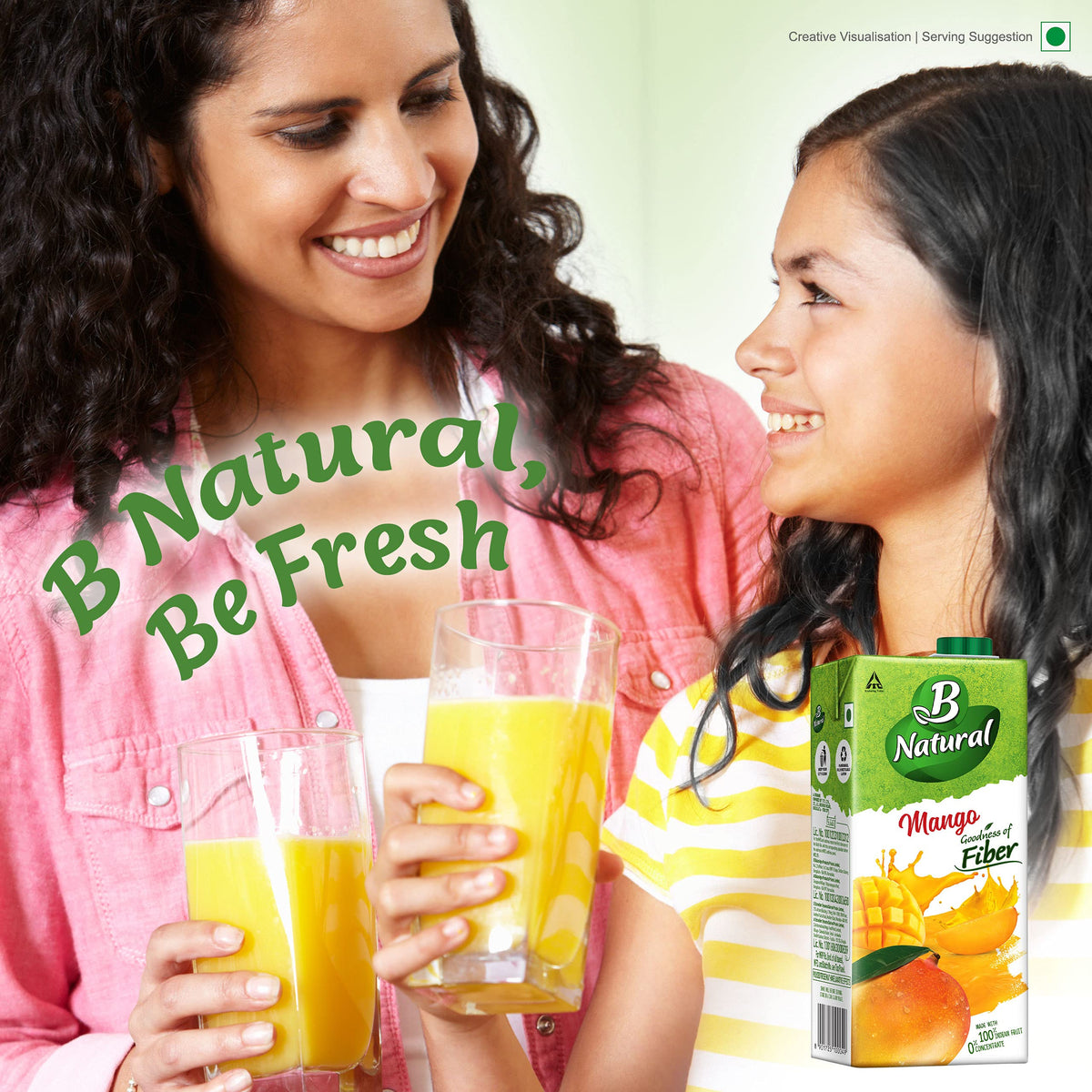 B Natural Mango Juice 1L, (Pack of 2)