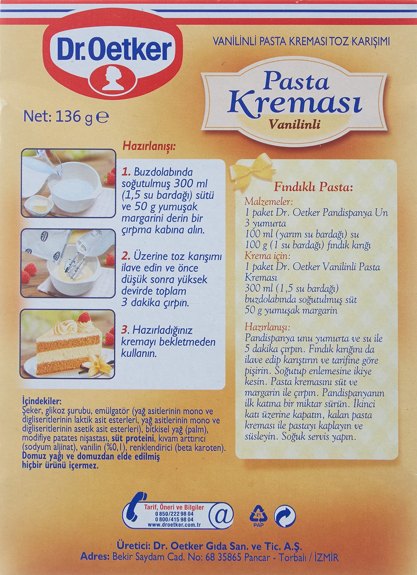 Dr Oetker Pastry Creme Vanilla (W/english Instructions) 4.9 Oz(140gr)