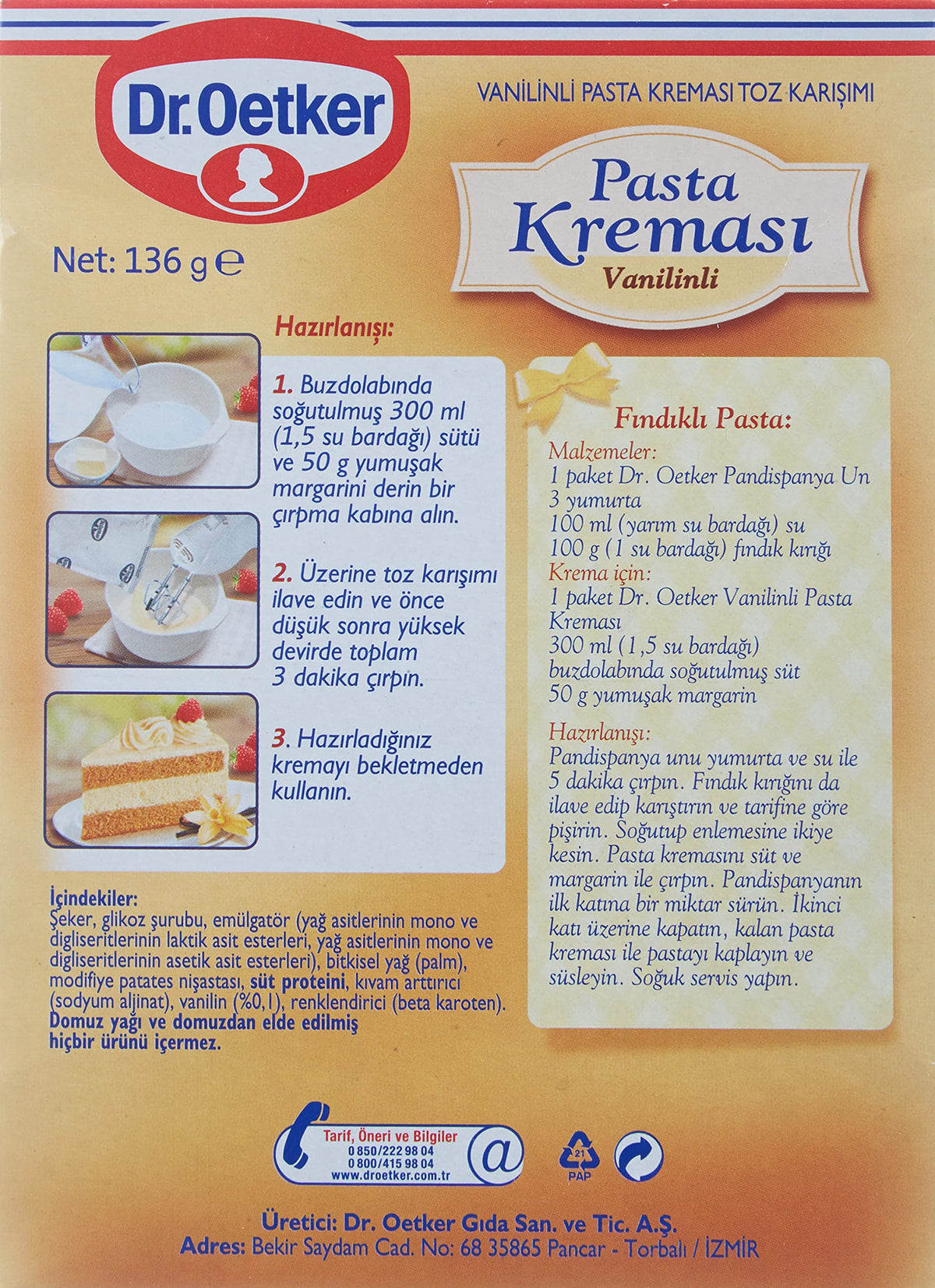 Dr Oetker Pastry Creme Vanilla (W/english Instructions) 4.9 Oz(140gr)