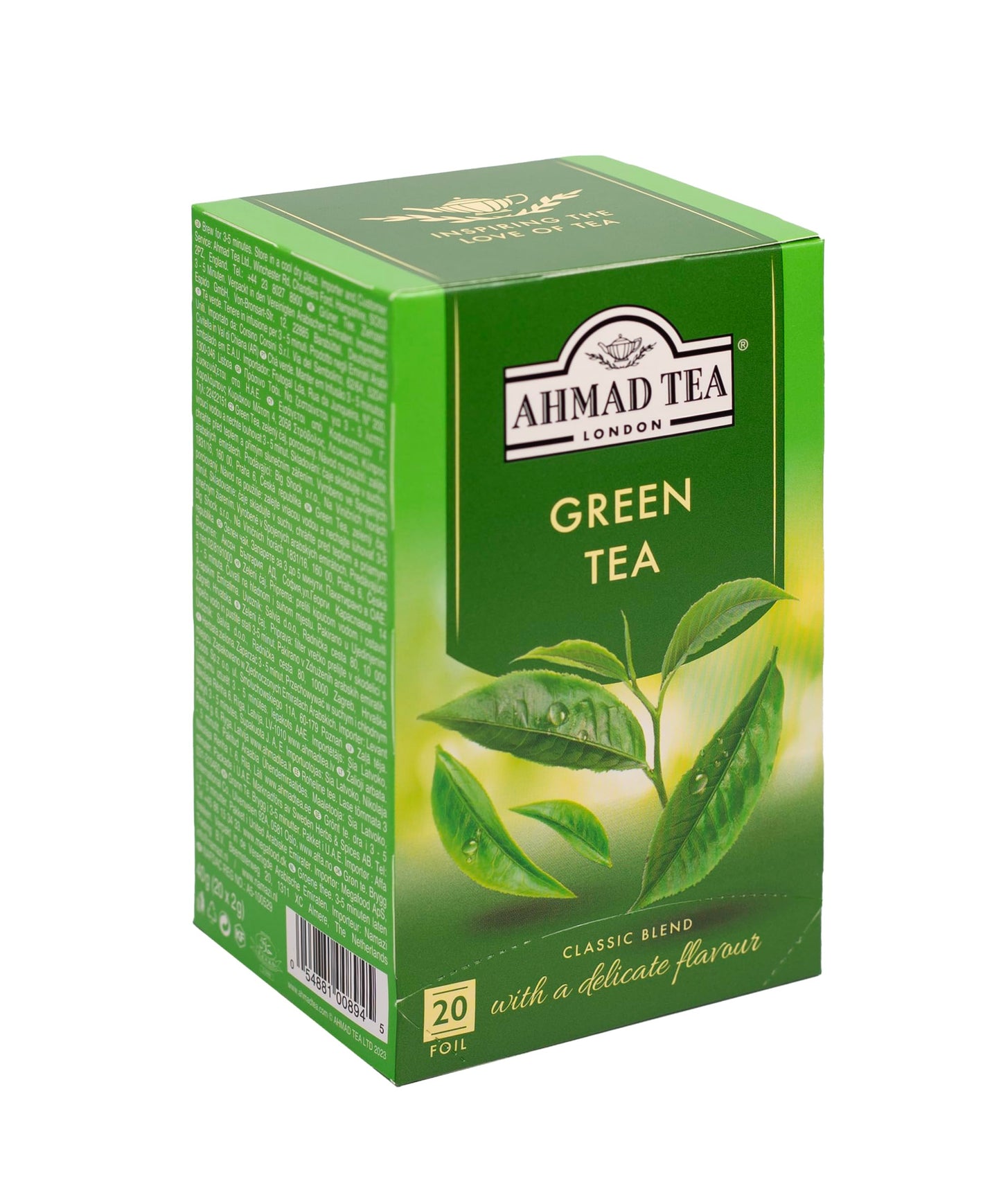 Ahmad Tea Green Tea Pure, 20-Count Boxes (Pack of 6)