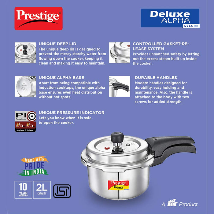 Prestige Deluxe Alpha St. Steel Pressure Cooker 2.0 Litre