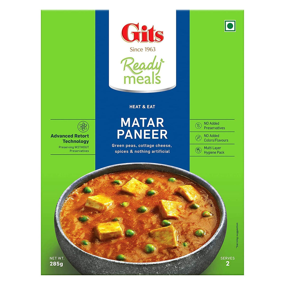 Gits Ready to Eat Paneer Combo 1140g (Matar Paneer, Palak Paneer, Paneer Tikka Masala, Paneer Makhani - 285g Each)
