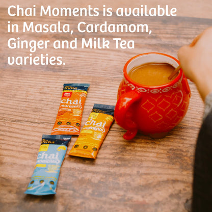 Tea India Chai Moments Milk Tea Instant Chai Tea Powder With Milk And Sugar Instant Latte Mix Flavorful Blend Of Black Tea & Natural Ingredients Traditional Indian Tea Individually Wrapped 10 Sachets