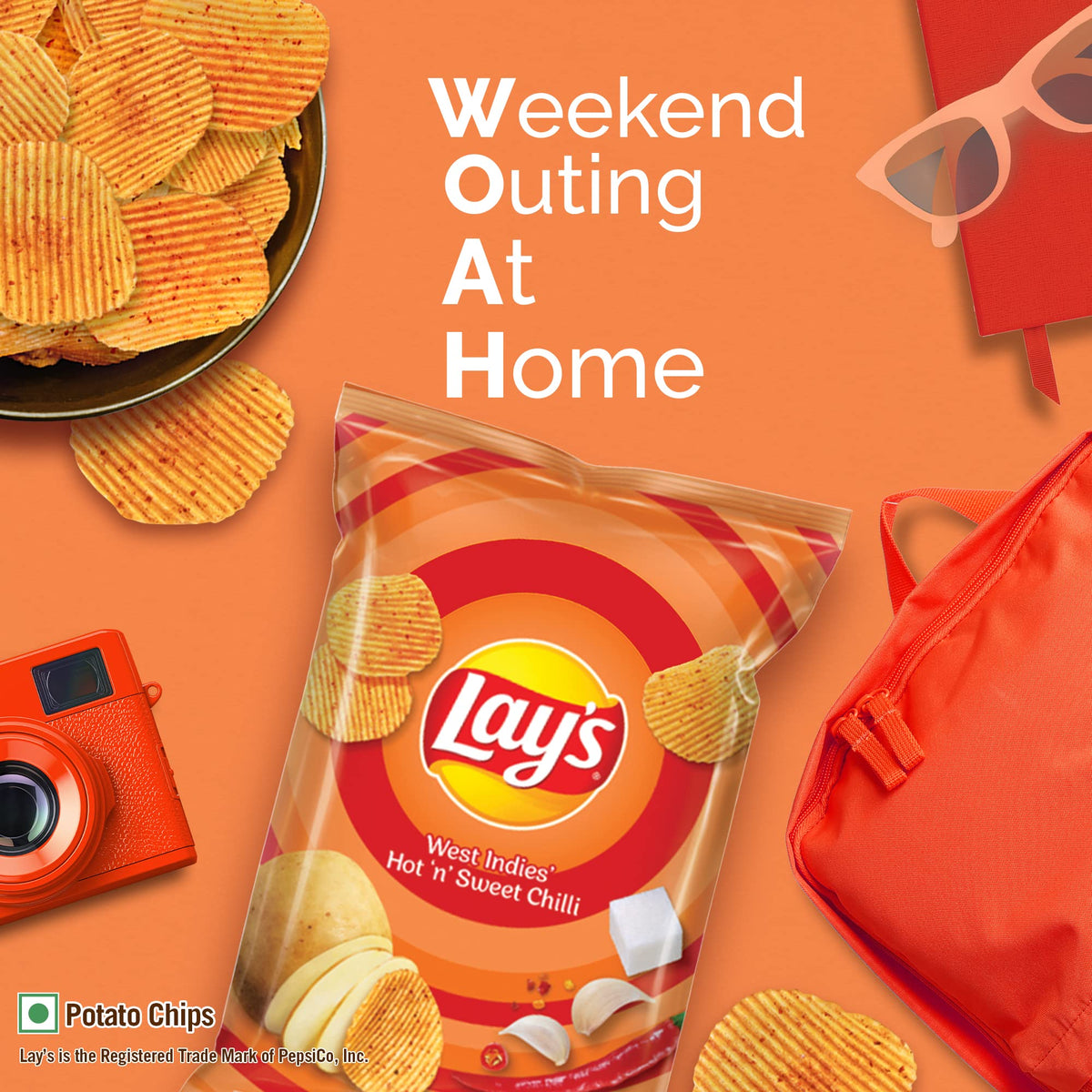 Lay's Lays West Indies' Hot N' Sweet Chilli Chips 28 Gram