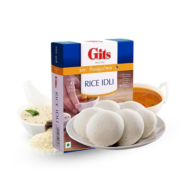Gits Instant Mix Box - 600gm (Pack of 200gm X 3) | Ready to Cook Indian Breakfast/Lunch/Dinner/Snack Meal | No Artificial Colors, Flavors, Preservatives, 100% Vegetarian, Easy Recipe (Rice Idli)