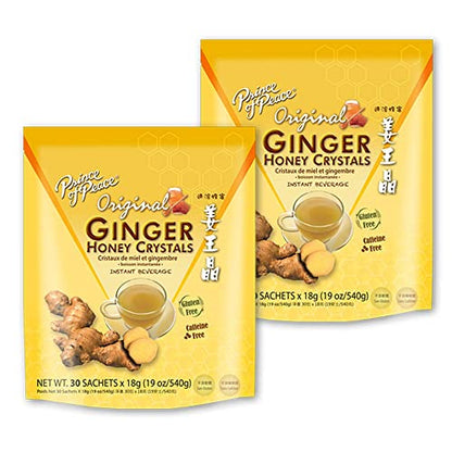 Prince of Peace Instant Ginger Honey Crystals, 2 Packs of 30 Sachets Instant Hot or Cold Beverage Easy to Brew Ginger and Honey Crystals