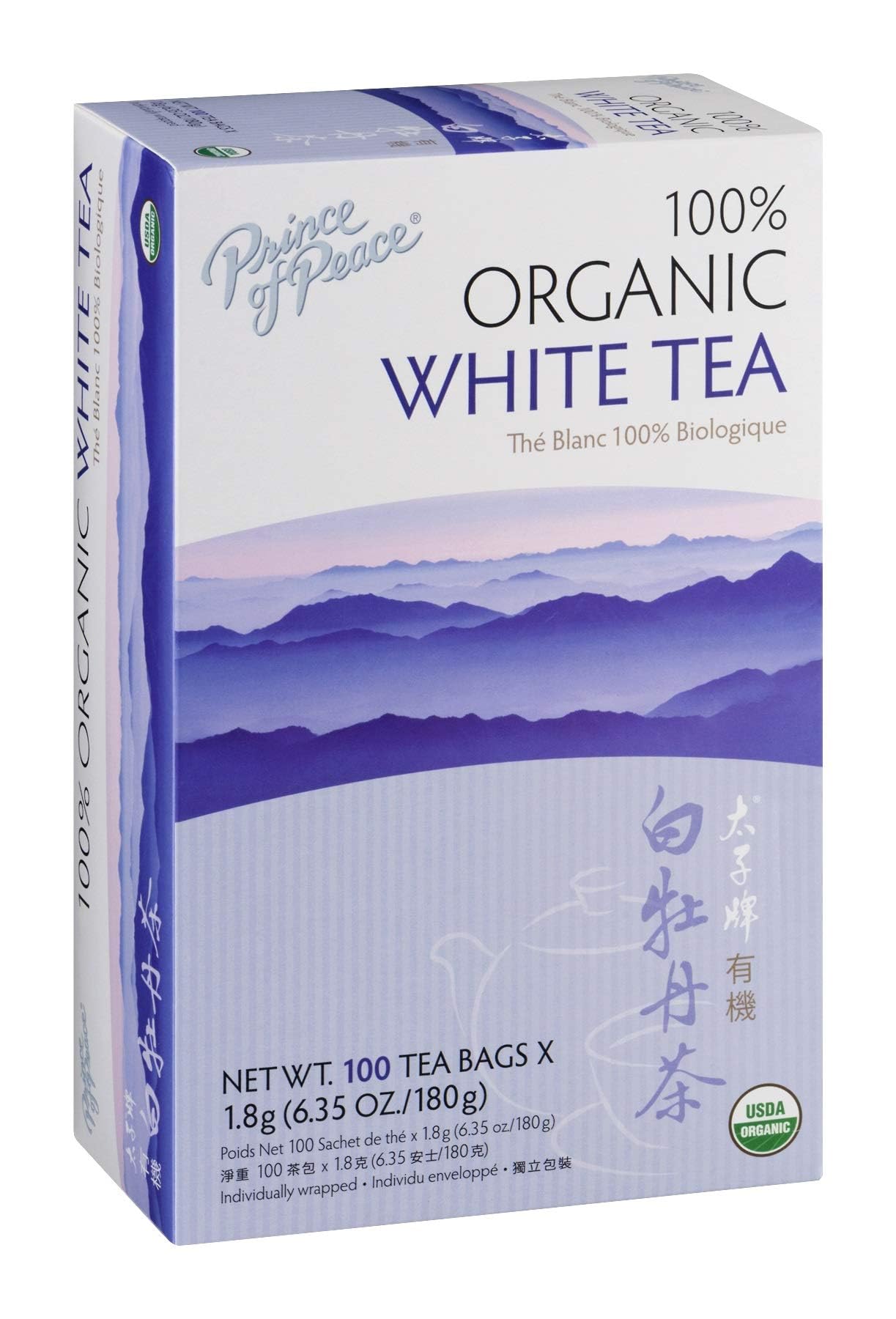 Prince of Peace Organic Premium White Tea 100 tea bags (Pack of 3)