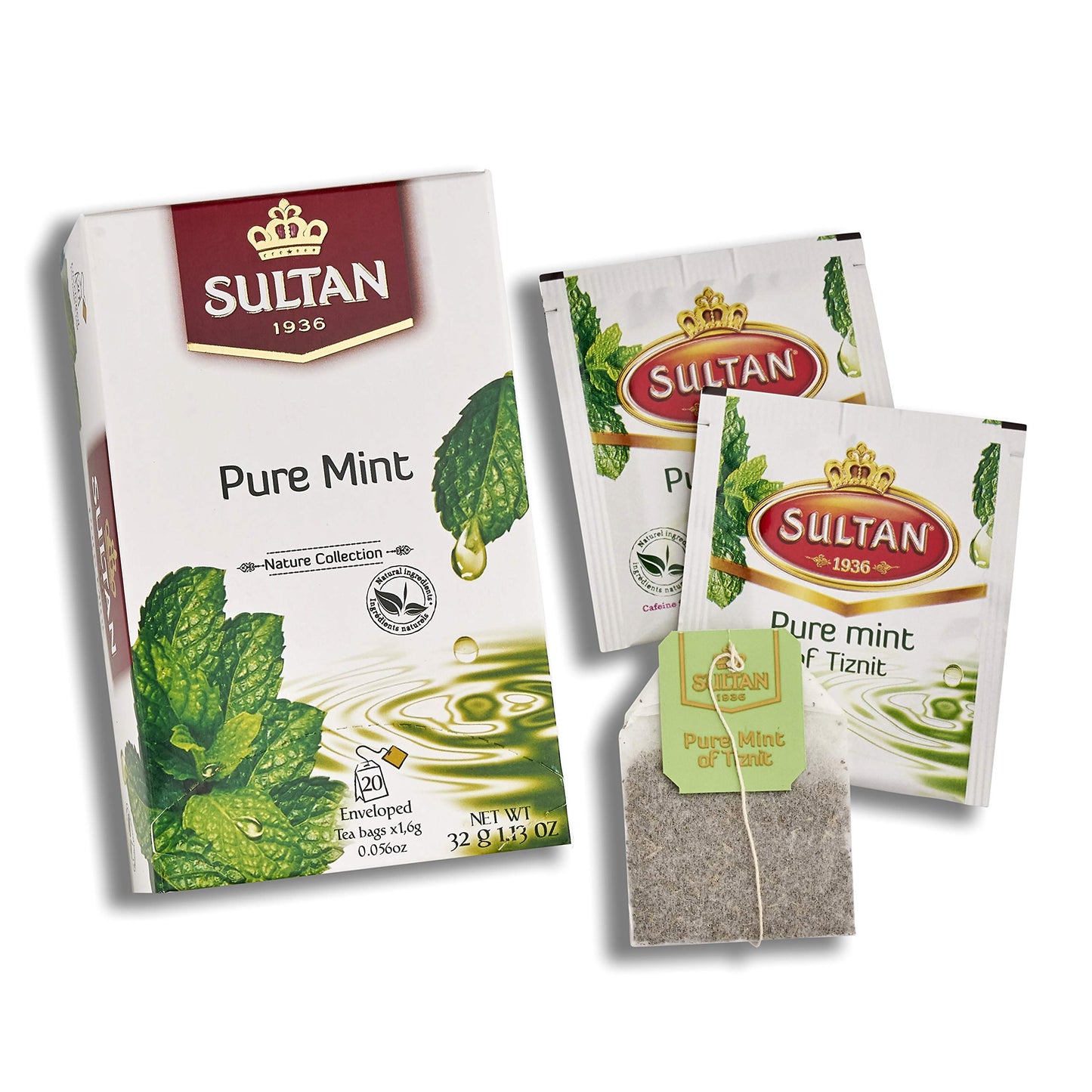 SULTAN TEA Moroccan Green Tea with Pure Mint & Tiznit Herbal Green Teas (Pack of 2-40 Tea Bags)