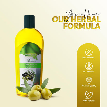 Hemani Hair Oil 200mL (6.76 FL OZ) Natural Solution for Strong and Shiny Hair (Olive with Almond)