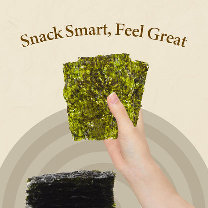 Wang Korean Roasted Seaweed Snack with Wasabi, Keto-friendly, Vegan, Gluten-Free, Healthy Snack, Pack of 16