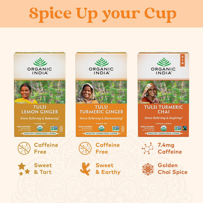 Organic India Tulsi Turmeric Ginger - 18 infusion bags - Food / Masala / Dal