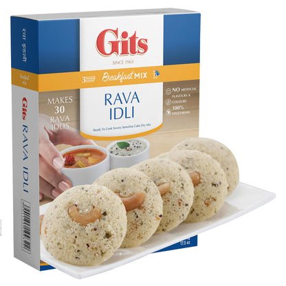 Gits Rava Idli Mix, 87.5 Oz (Pack of 5 X 17.5 Oz Each) Ready to Cook Indian Breakfast, Snack Meal | 100% Vegetarian, Easy Recipe, No Artificial Colors, Flavors, Preservatives. Vegan.