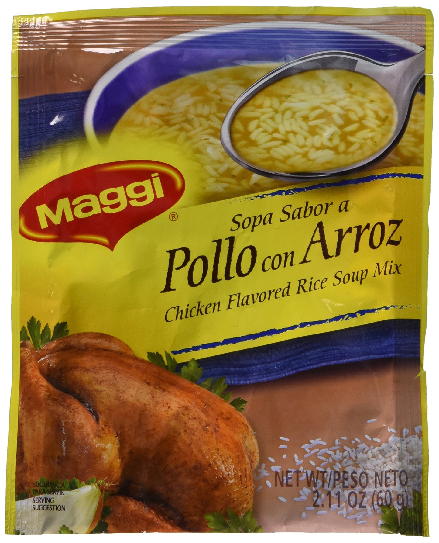 Sopa Maggi Pollo con Arroz (4 Pack) Chicken Flavored Rice Soup Mix