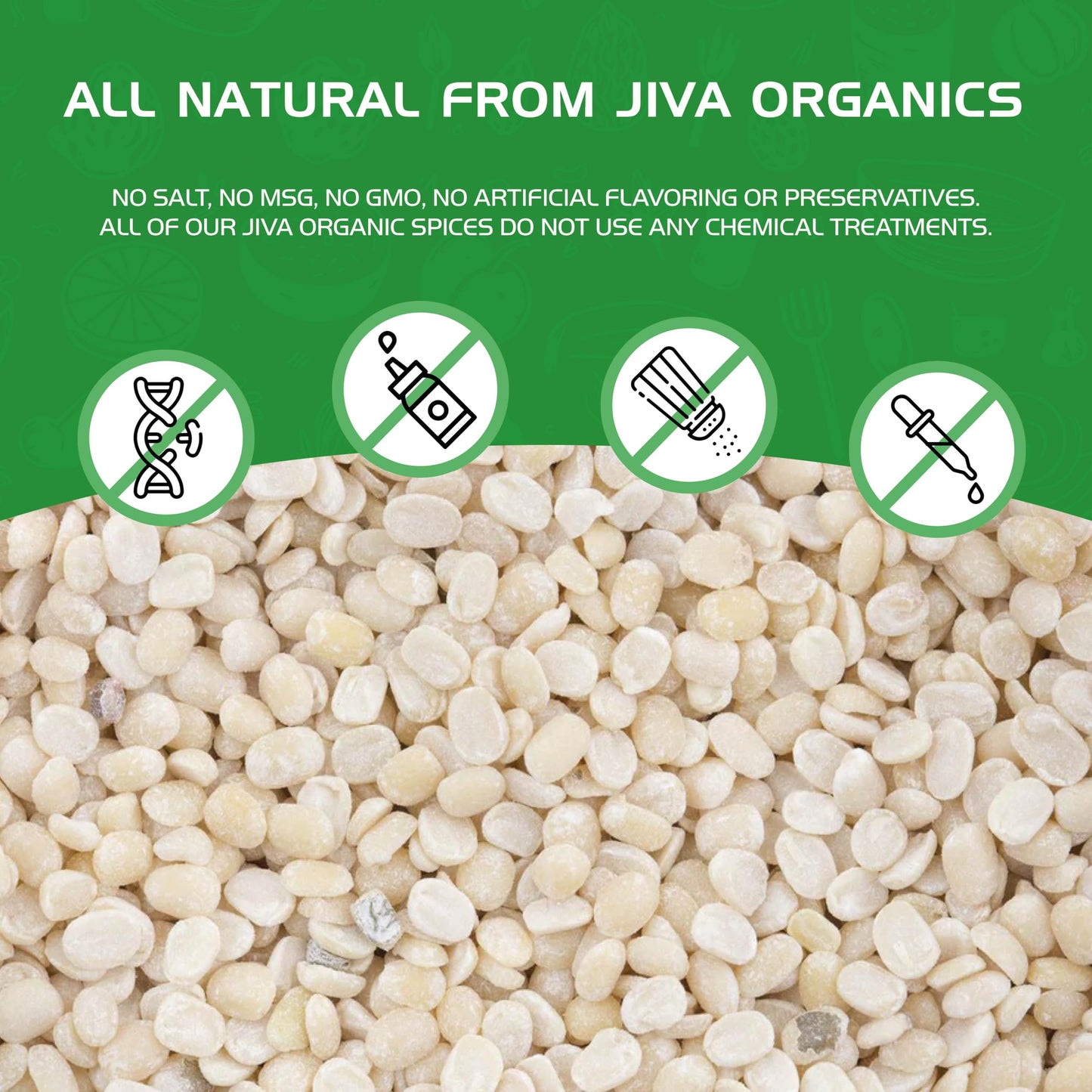 Jiva USDA Organics Urad Dal (Split Matpe Beans) 2 Pound - NEW Packaging!