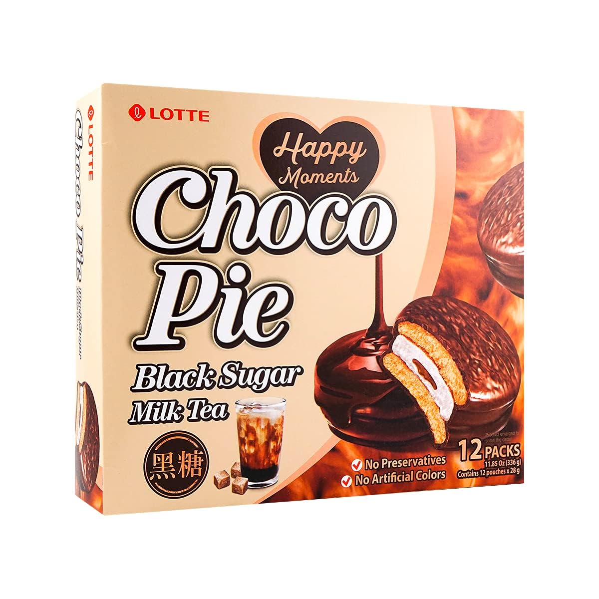 Lotte Choco Pies 2 Packs (Black Sugar Milk Tea Choco Pie)