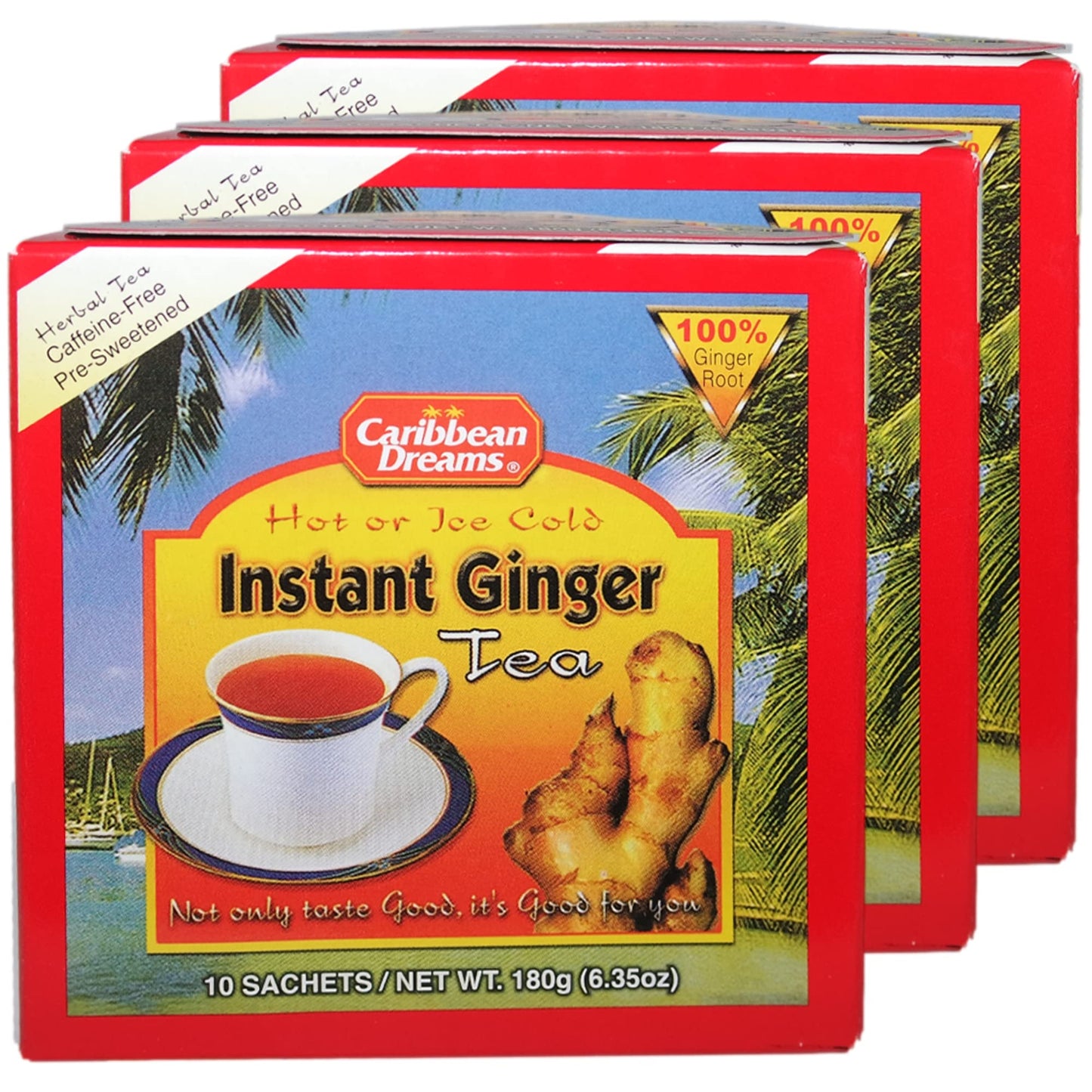 Caribbean Dreams Instant Ginger Tea, Sweetened, 18g (Pack of 3)