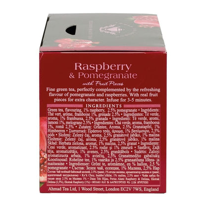 Ahmad Raspberry & Pomegranate Flavoured Green Tea with Fruit Pieces 20 Bags