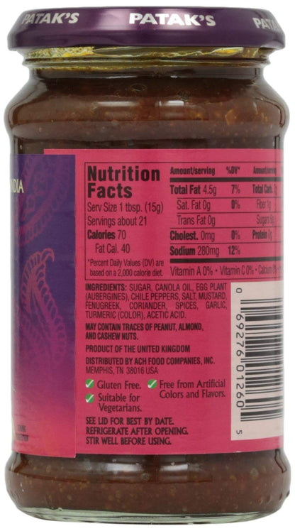 Patak's Brinjal Pickle 10 oz - Indian Pickles