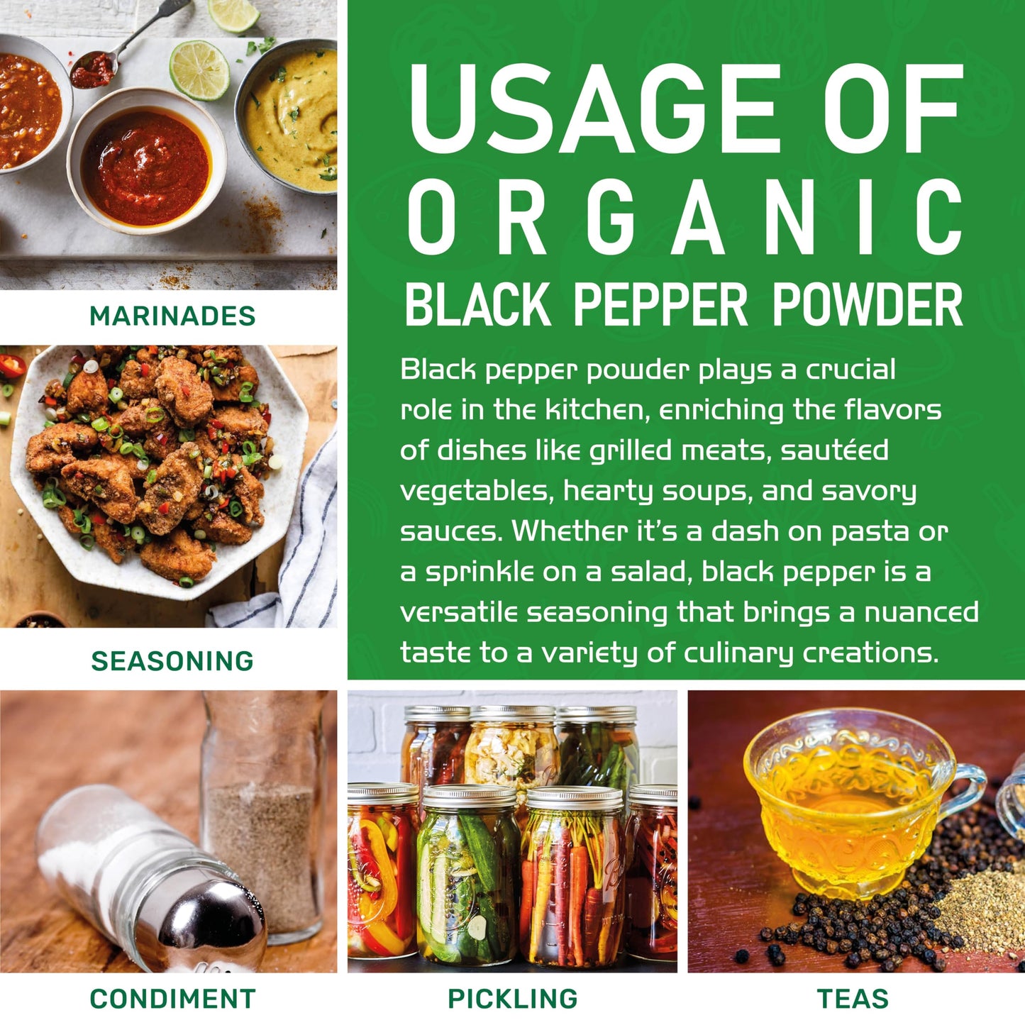 Jiva Organics Black Pepper Powder Ground (Table Grind) 7 Ounce