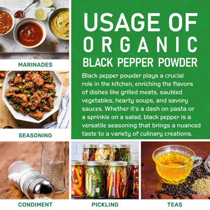 Jiva Organics Black Pepper Powder Ground (Table Grind) 7 Ounce