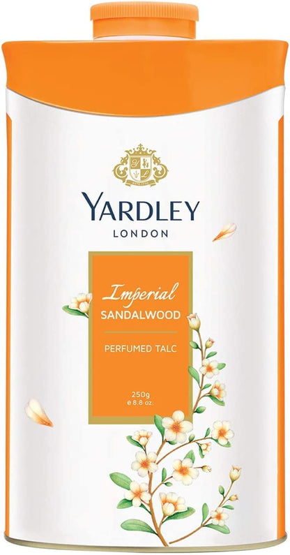 Yardley London Fresh Floral Fragrance Locked in a Fine & Silky Perfumed Talcum Powder (Yardley London Imperial Sandalwood, Pack of 2 250Gram) -...