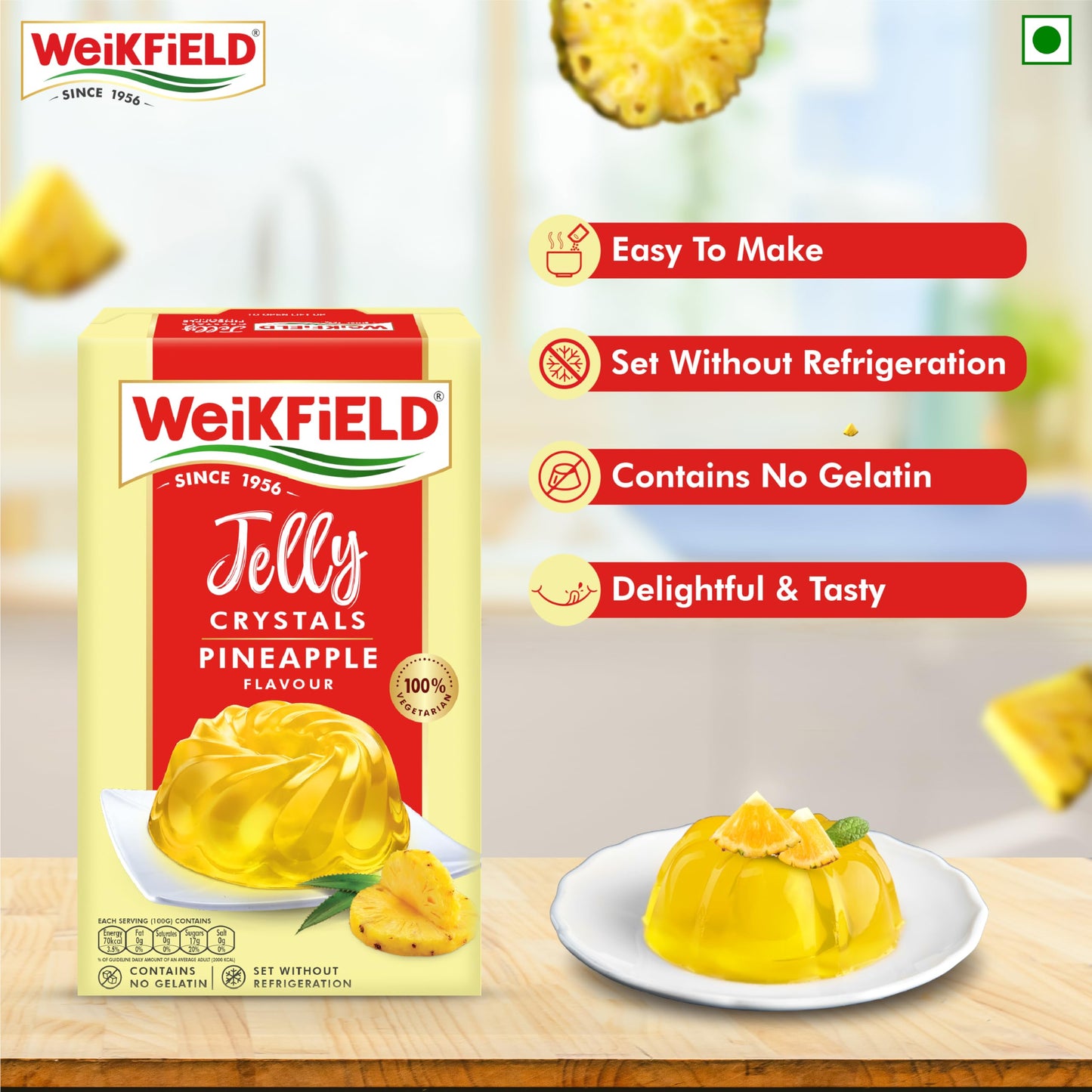Weikfield Jelly Crystals - Pineapple, 90g