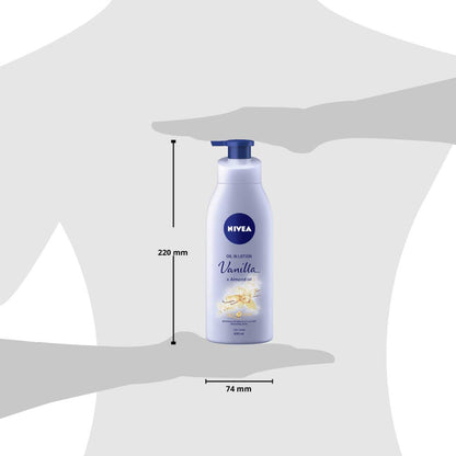 Nivea Vanilla and Almond Oil Body Lotion 400 ml (13.5 oz) - - goodness of natural oil in a fast absorbing lotion. Dry Skin