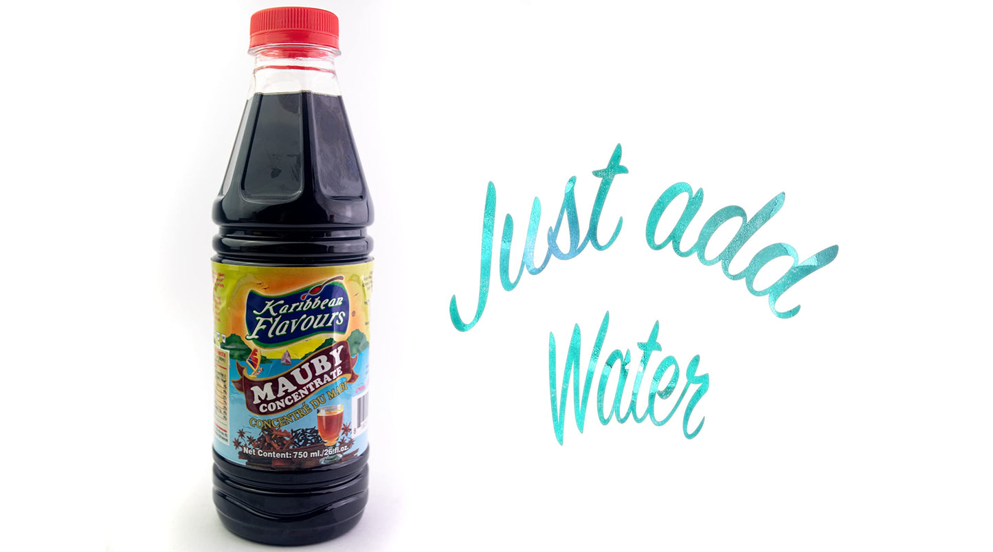Karibbean Flavours Mauby Concentrate Syrup | Mabi Mavi Bitter Bark | 26 Fl Oz - 750 Ml | Makes A Refreshing Cool Drink