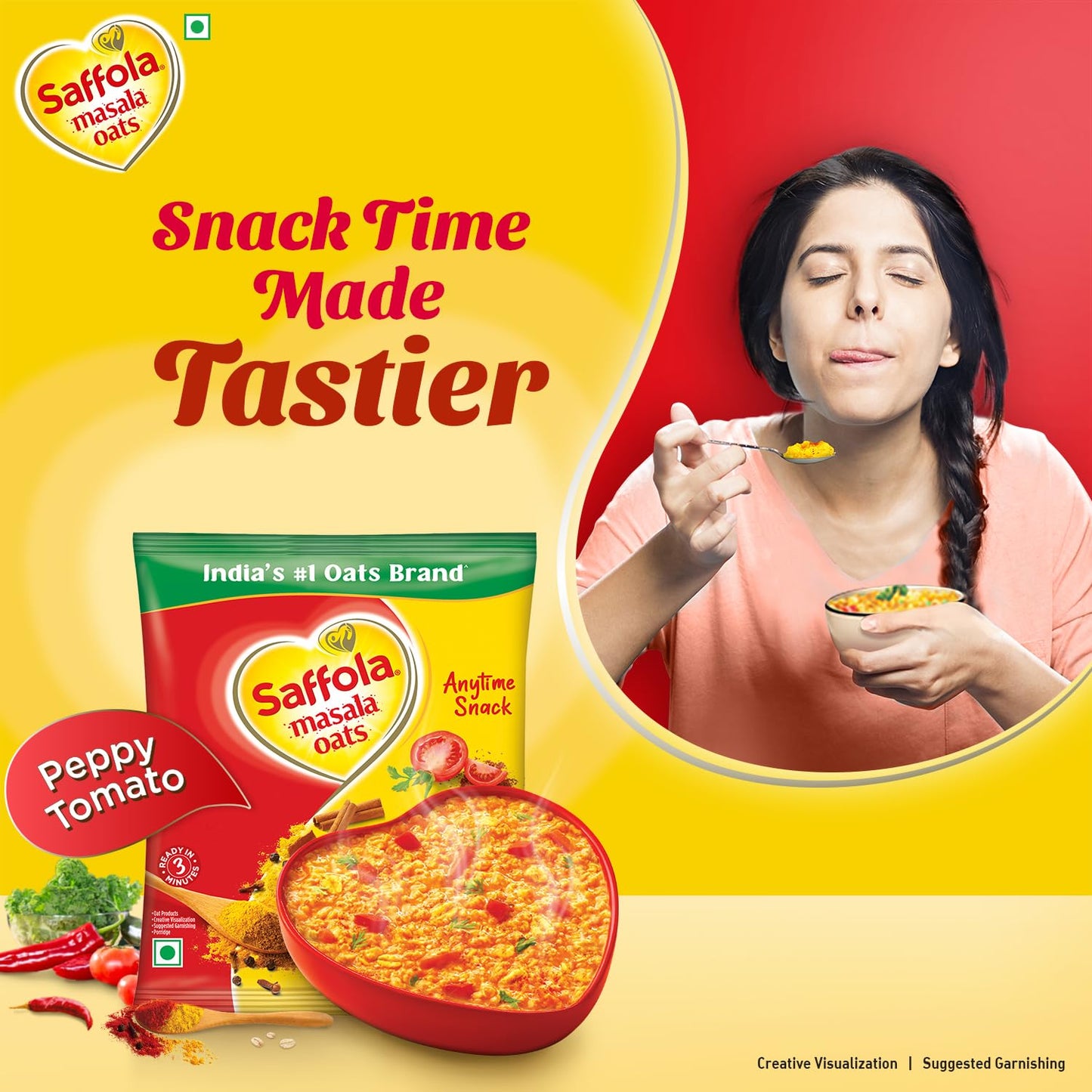 Saffola Masala oats- Peppy Tomato 38 gms - Indian Snack