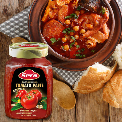 Sera Double Concentrate Tomato Paste 24.7 oz | 100% All Natural | No Additives | No Preservatives | Perfect For Pizza, Soup, Stews, Tikka Masala, Shakshouka! (1 PACK)