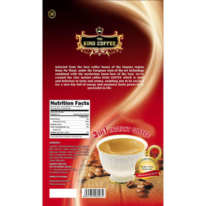 King Coffee Premium Instant Coffee - 3 in 1 Vietnamese Coffee Blend w/ Creamer & Sugar - 440 Single Serve Instant Coffee Packets (5 Bags - 440 Sticks)
