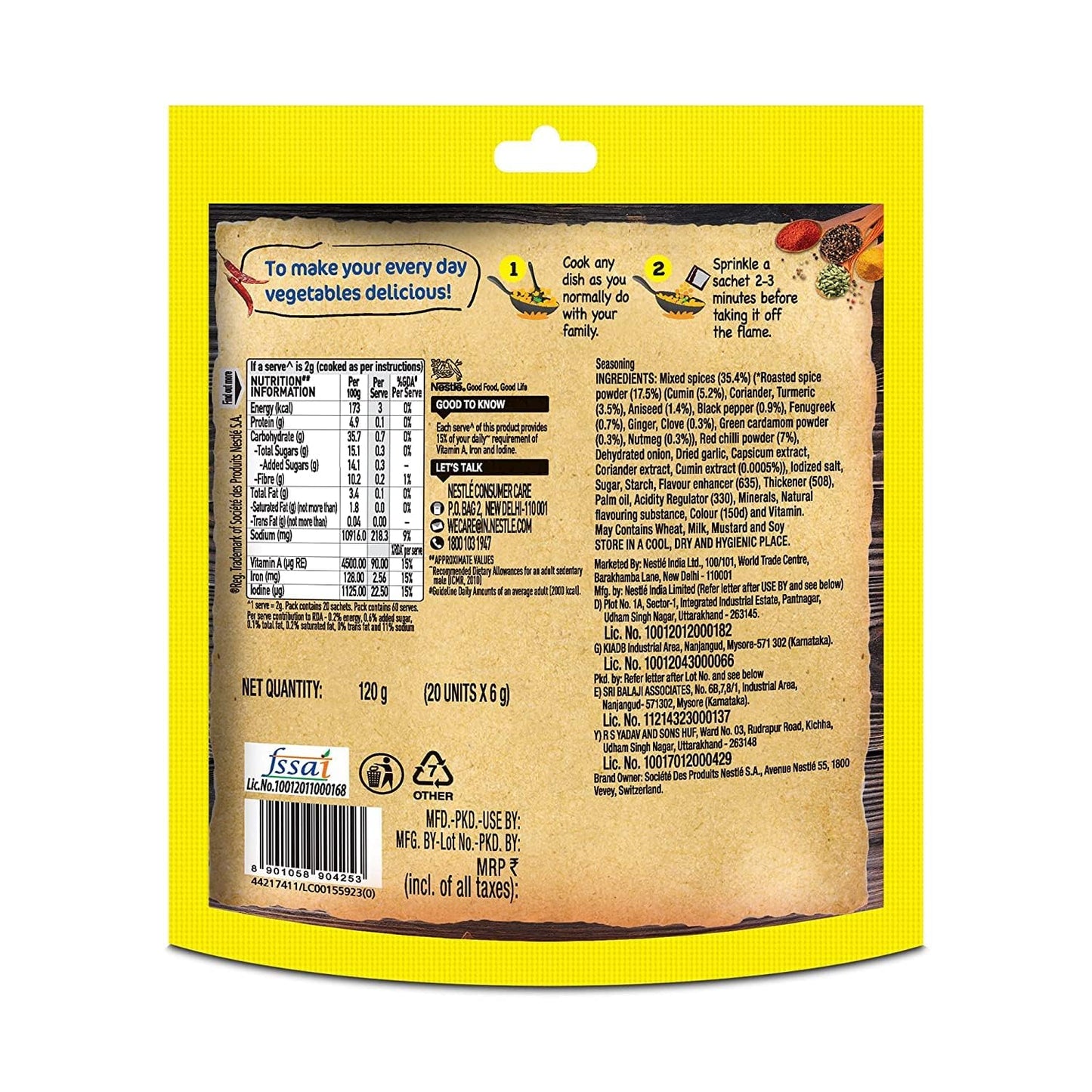 Maggi Masala A Magic 6Gm (Pack Of 20) - Indian Spices